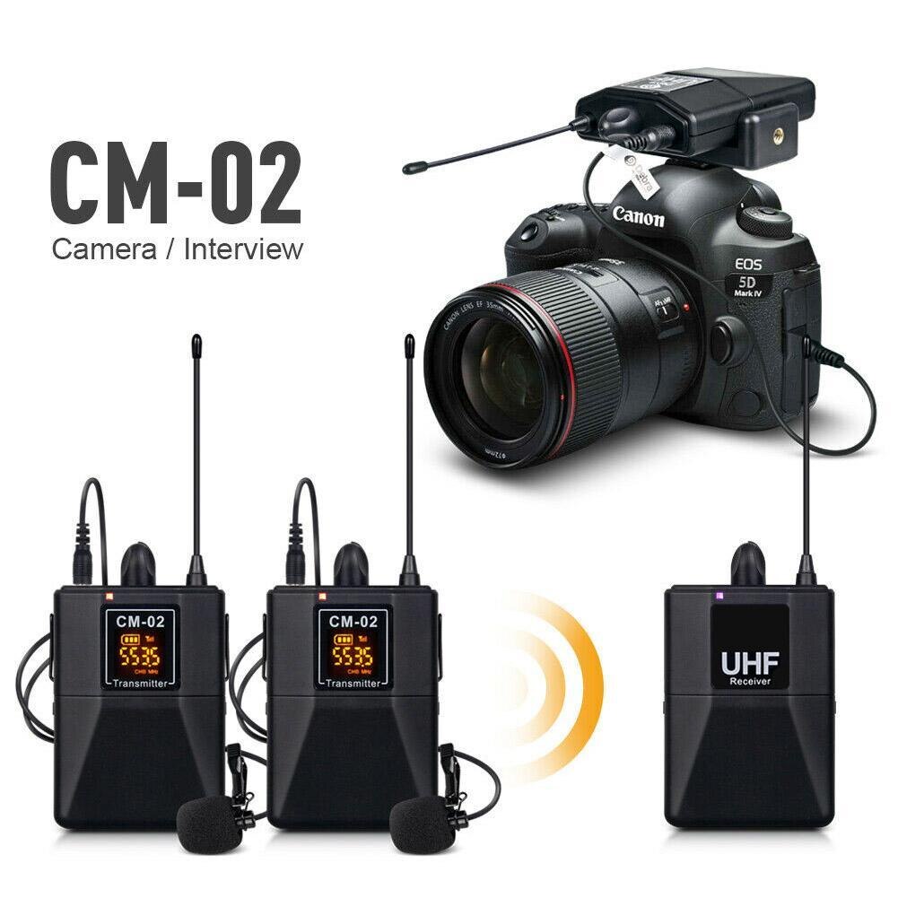 Uhf Dual Channel Draadloze Lavalier Microfoon Revers Microfoon Voor Slr Camera 60M Bereik Voor Dslr Camera Interview Live Opname