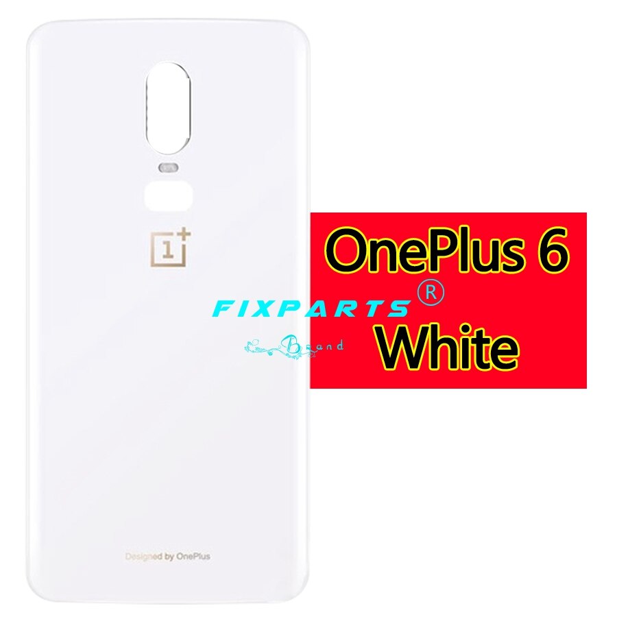 Para oneplus 6 bateria capa de vidro traseira oneplus 6 porta traseira habitação caso replair oneplus 6 bateria capa com fita adesiva: White (6)