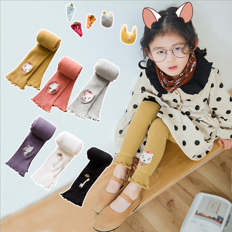 Mallas bordadas de algodón para niños y niñas, pantalones de color caramelo, 6 estilos, novedad de primavera