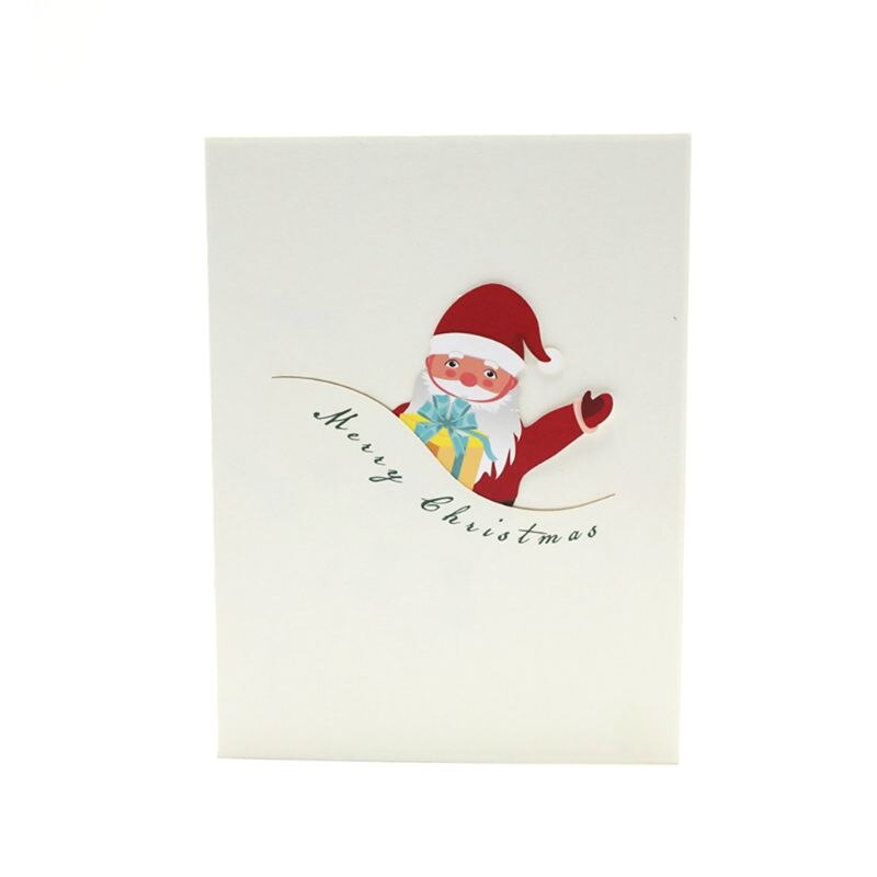 3D Up Santa Claus Greeting Cards Postcards Invitations with Envelope for Kid E56E