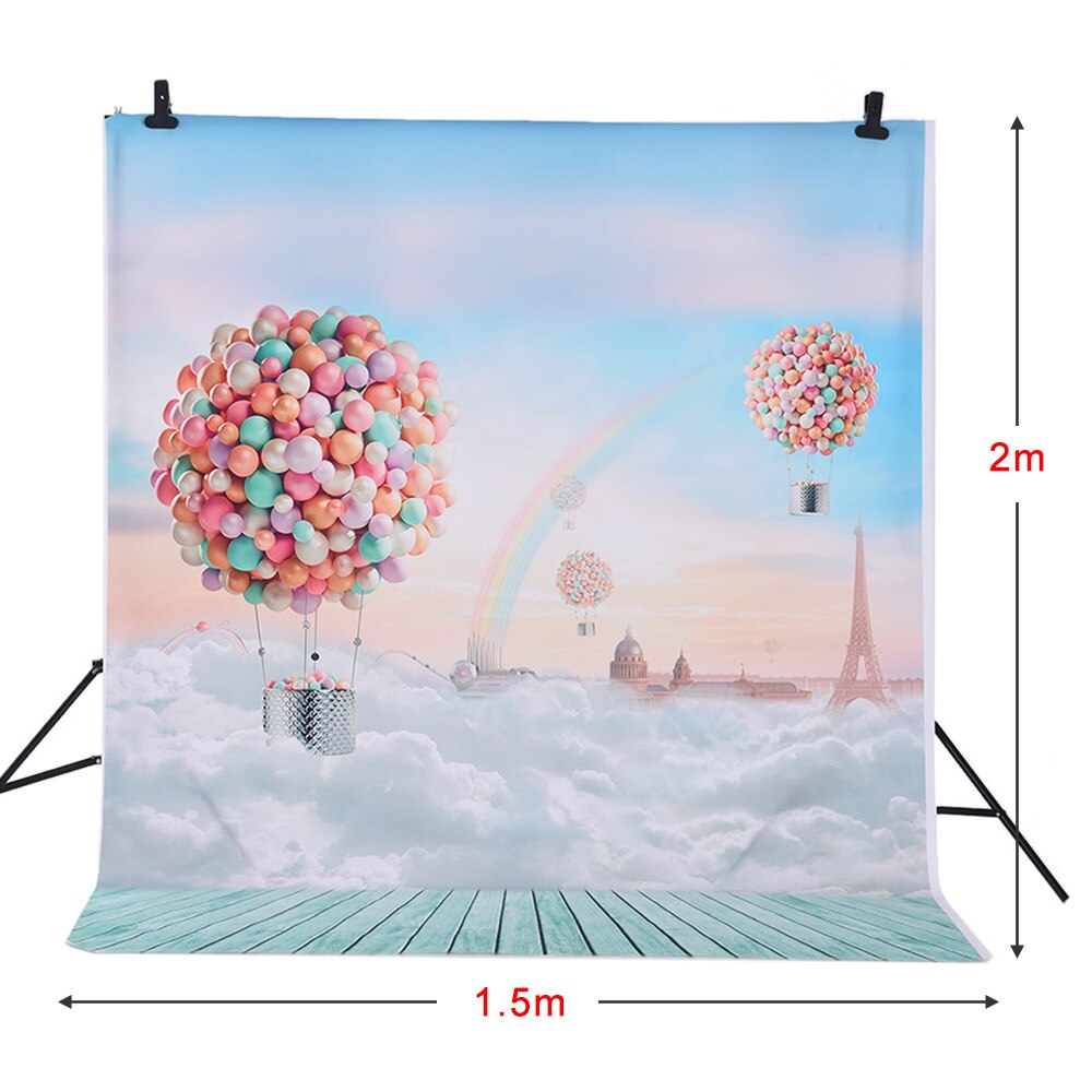 Andoer 1.5*2 m Fotografie Achtergrond Achtergrond Ballons Rainbow Blue Sky Patroon voor Kinderen Baby Fotostudio Portretfotografie