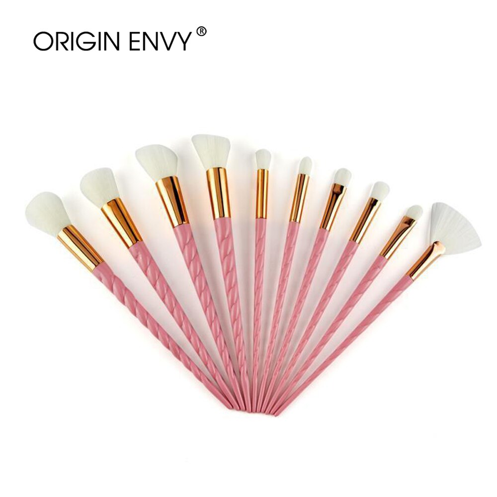 ORIGIN ENVY 10 Uds multifunción unicornio brocha de maquillaje blanco Patrón En Espiral pinceles de maquillaje en forma de cuerno brocha para cejas brocha para sombra de ojos