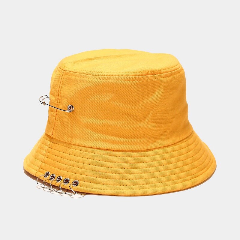 Sombrero de pescador de cinco anillos para hombre y mujer, gorra de pescador de Hip Hop, sombrero de sol de playa, Bob, Rap, Sombrero de Panamá informal para adultos: yellow