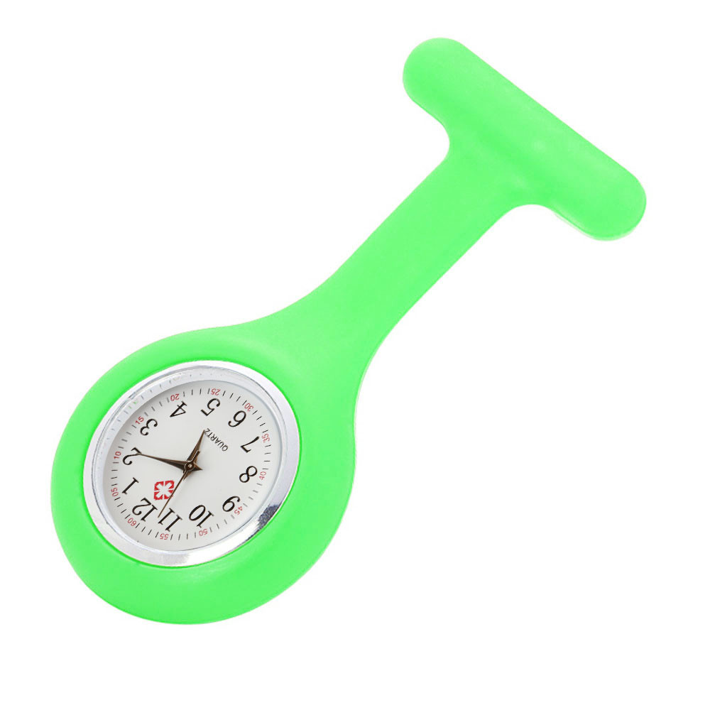 Taschenuhr Damen Digitalanzeige Zifferblatt Clip-an Analoguhr fob Krankenschwester Brosche Stift Hängetasche Elektrische Uhr Modeuhren: Grün