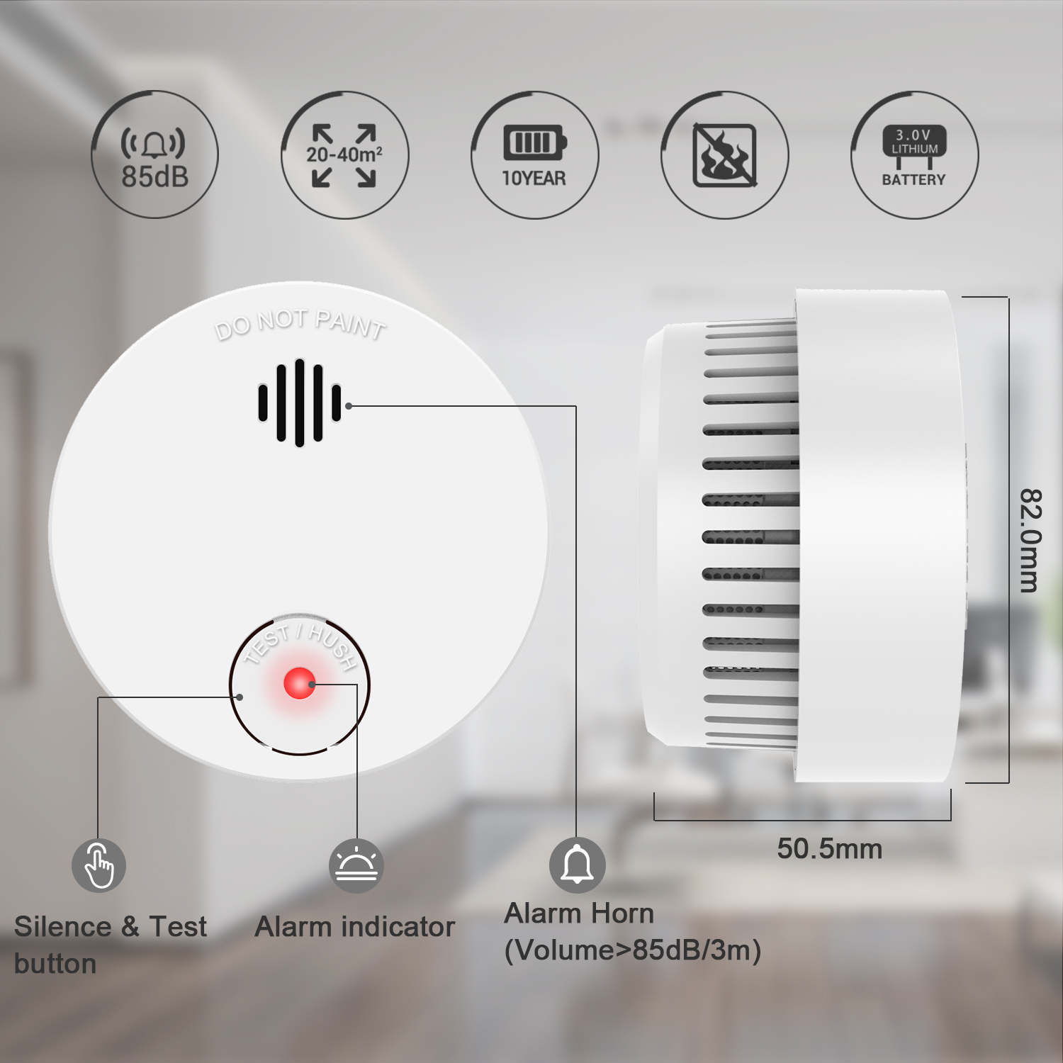 CPVAN Smoke Detector Smokehouse Combination 85DB Fire Alarm Home Security System Firefighters Smoke Alarm Fire Protection