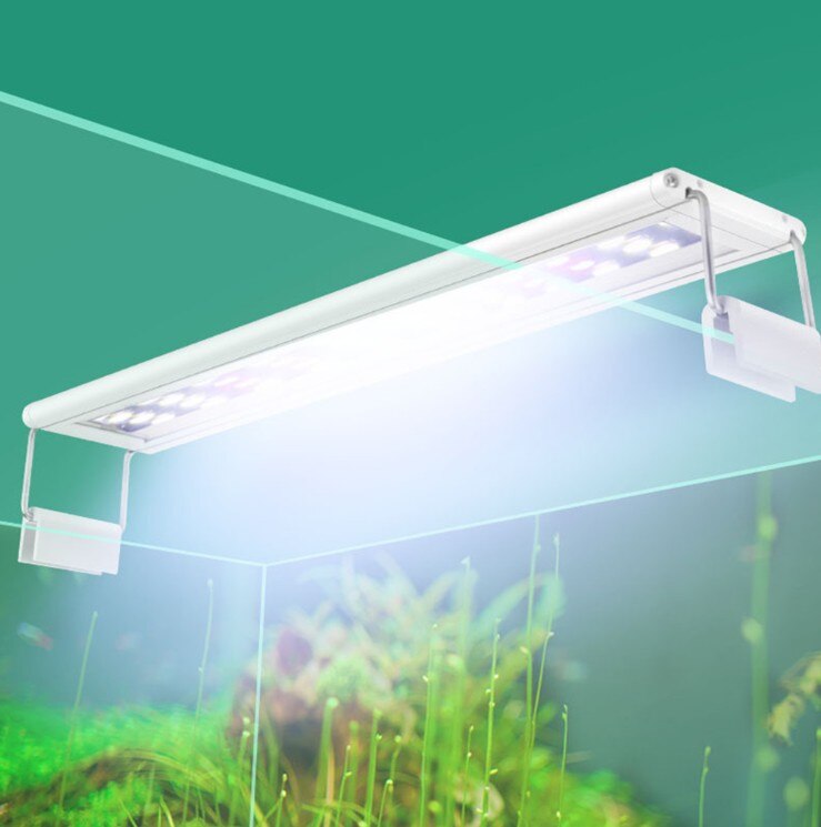 Fangnymph akvarium stativ lampe super slanke leds akvarium stativ belysning udvidelig beslag akvatiske planter klip på lys eu stik