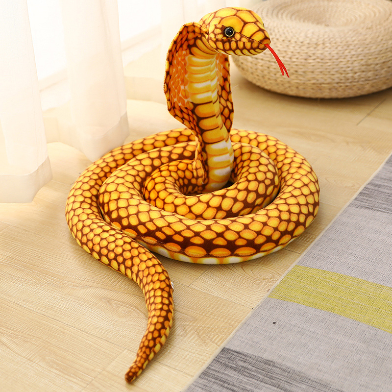 Peluche de Cobra colorido simulado de 80/170/240cm, animales de peluche, serpientes, muñecos de peluche, broma divertida, juguetes suaves para decoración del hogar: Gris / 100cm-150cm