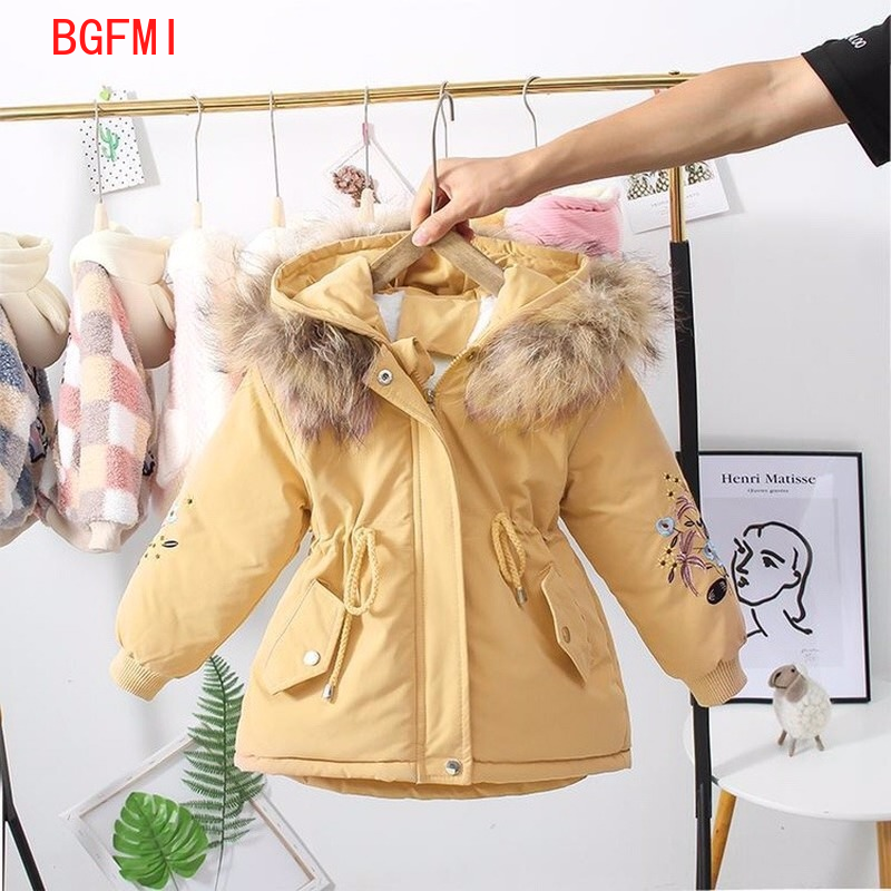 2-9Y Winter Mantel Kleinkind Mädchen Winter Kleidung Winter Plus Samt Dicken Parka Mädchen Rosa Kuchen Zu Überwinden Baumwolle Mit Kapuze Jacke