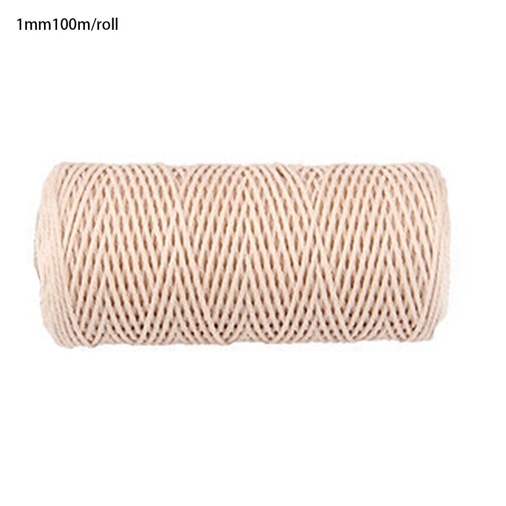 Senaste 1mm 2mm 3mm x 100m naturlig handgjord bomullssnöre makrame garn rep själv vägghängande växthängare hantverk strängstickning: 1 mm 100 mrull