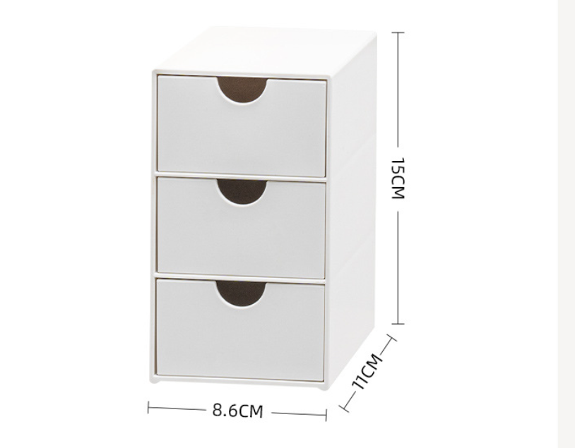 3-Tier Stackable Plastic Storage Box Drawer Rack White Office Home Organizer Multi-Purpose Shelf Desk Organization with Handles: black
