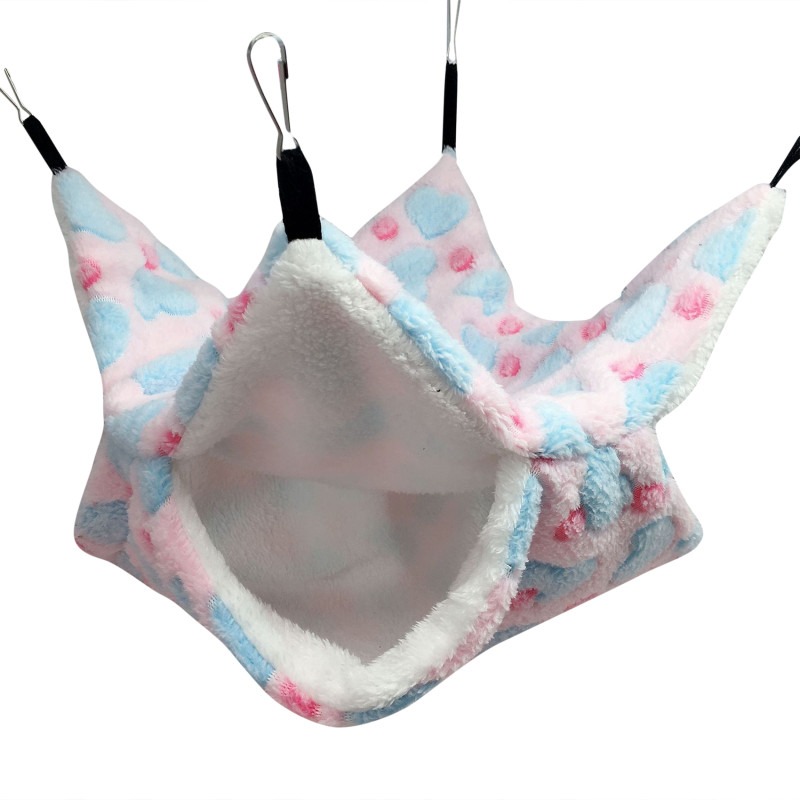 Dubbel Gelaagde Hamsterkooi Slaaphangmat Print Cavia Kleding Bed Knaagdier Hangmat Chinchilla Kooi Klein Huis: S / Rood