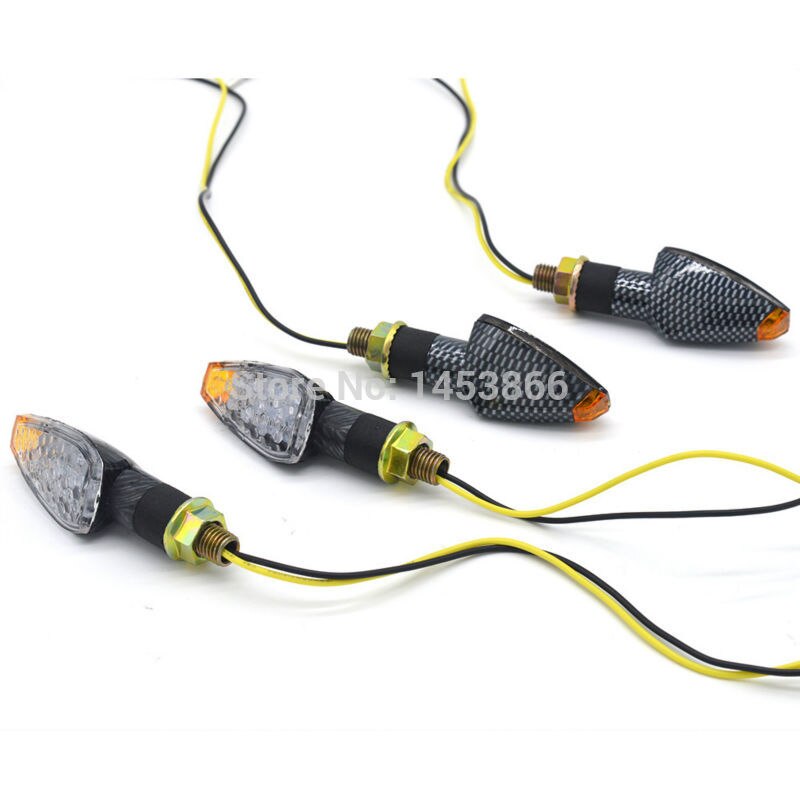 4 stuks evomosa carbon 2 paar knipperende motorfiets led richtingaanwijzers 14 led indicator amber knipperlichten
