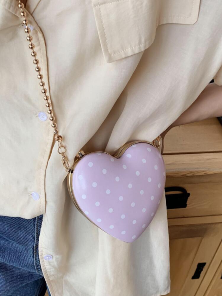 Søt dame hjerteformet mini crossbody veske sommer høy pu lær dameveske kjede skulder messenger bag