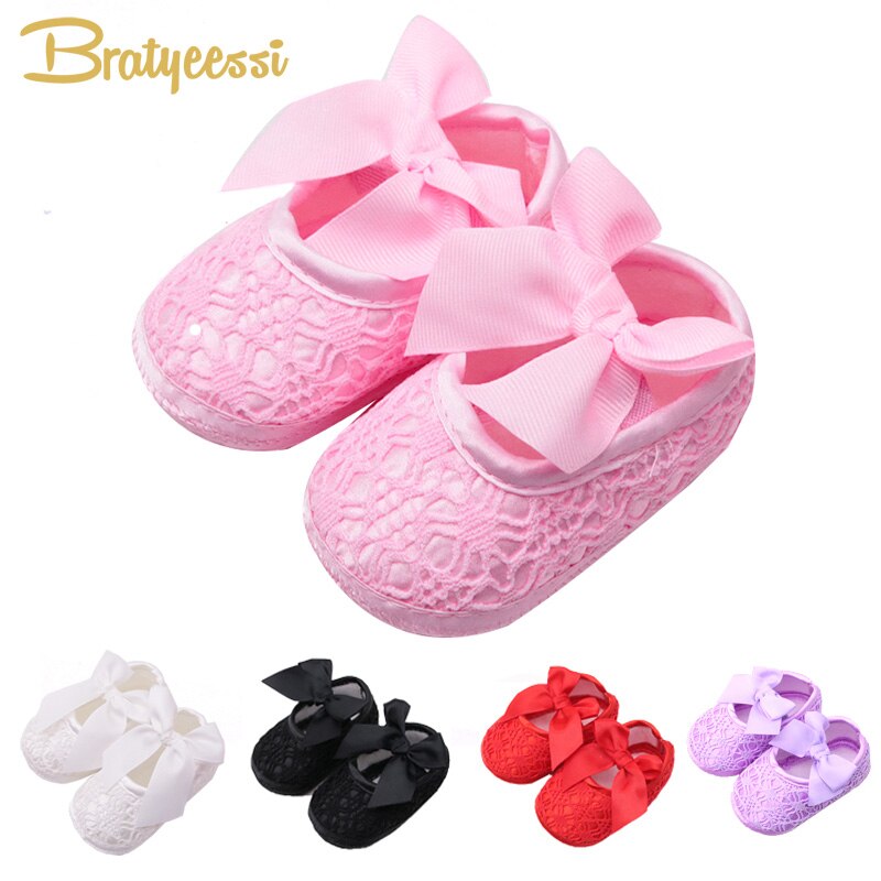 Cotton Lace Baby Girl Shoes Toddler Soft Sole Anti-slip Baby Shoes for Girls Big Bow Princess Shoes for Birthday Party