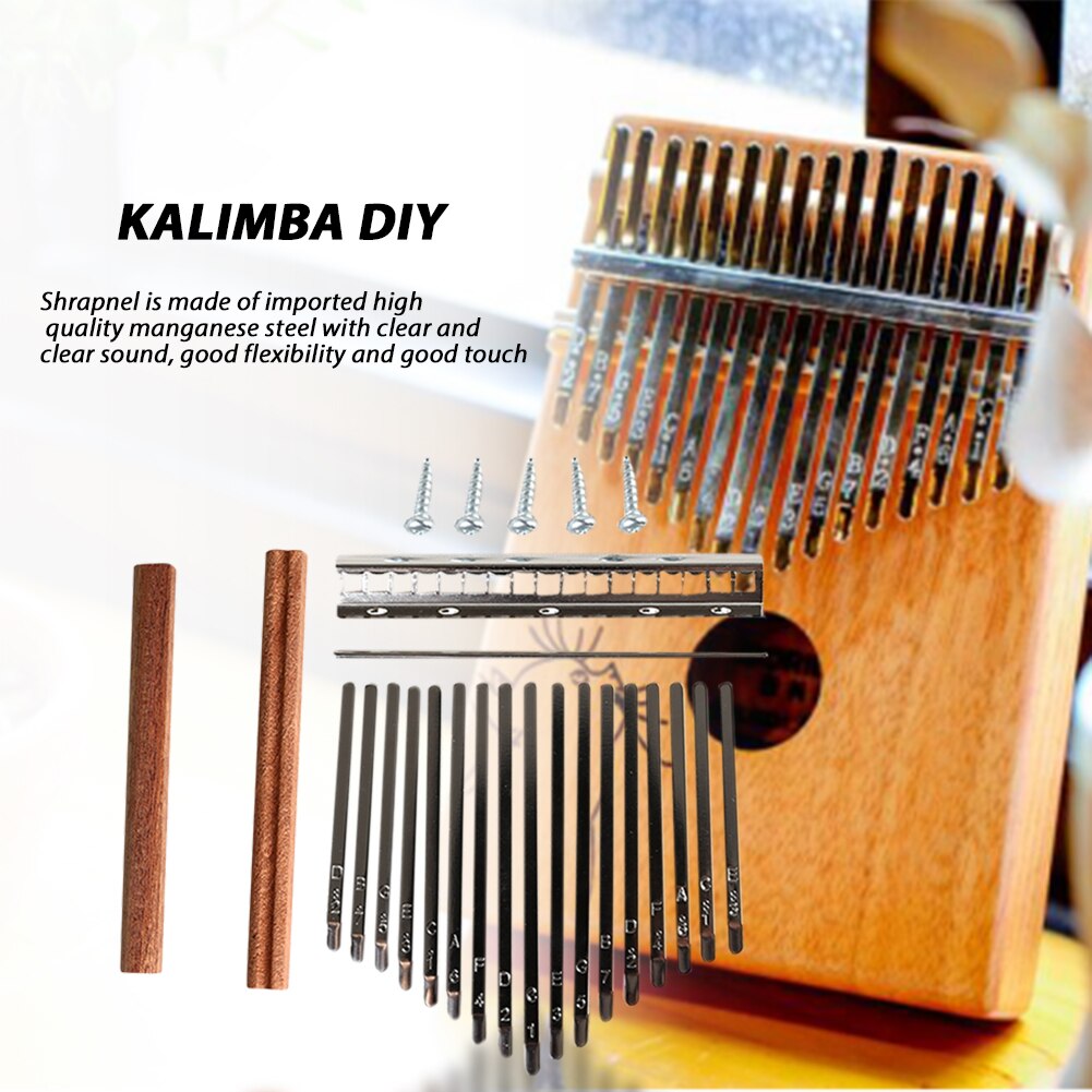 17-Key Kalimba Keys Tines DIY Set Durable Thumb Piano Steel Key Wood Bridge Shrapnel Lettering Keyboard Musical Accessories