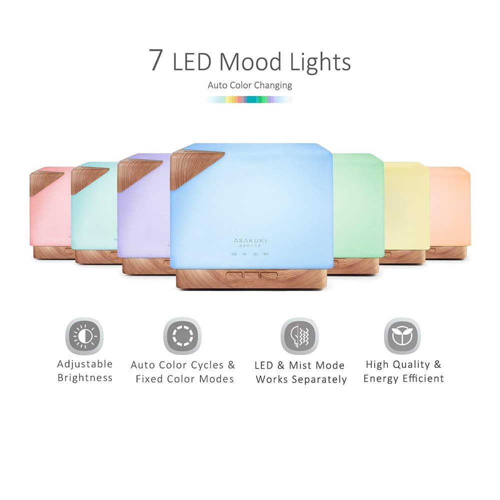 Essential Oil Aroma Diffuser,Premium 5In1 Ultrasonic Aromatherapy Fragrant Oil Vaporizer Humidifier Auto Off Safety Switch 600ml