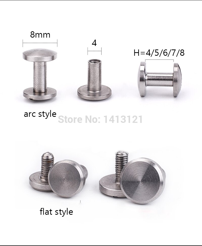 Diameter 8mm bågar stil plånbok väska chicago skruvbälte nit diy handgjorda läder plagg nyckelfodral hårdvara hjul spik väska del