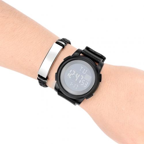 2Stck Männer Sport Wasserdichte Elektronische Digital Leucht Armbanduhr + Armbinde Luxus Digitale Uhren Schwimmen Smartwatch: Weiß