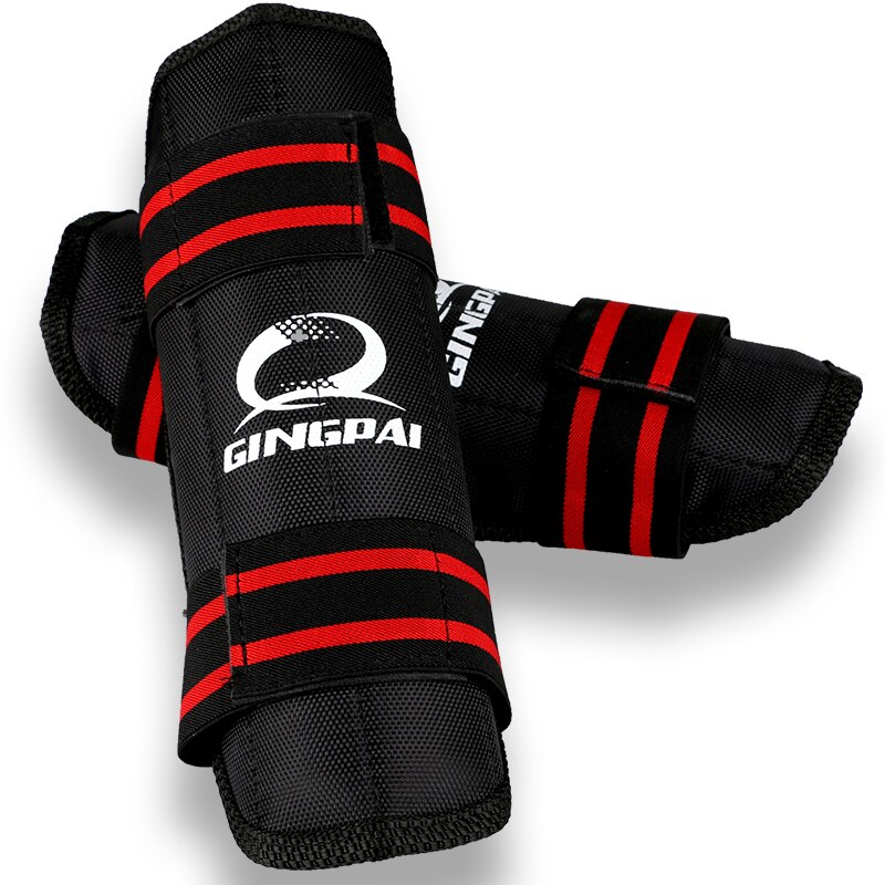 GINGPAI Oxford Bu Sanda Leggings Men and Women MMA Shin Guard Taekwondo Karate Leggings Sanda Black Red