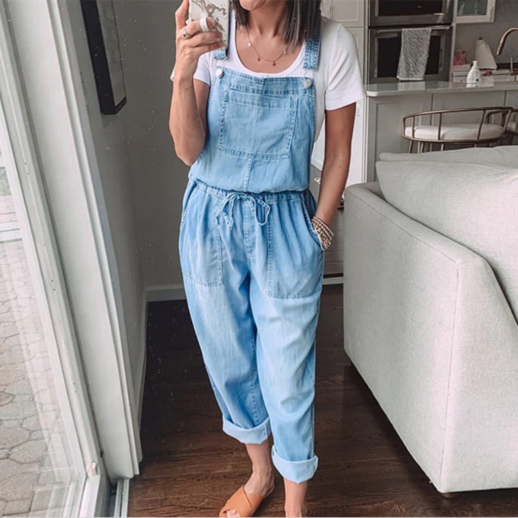 Women One-Piece Jumpsuits Overalls Denim Jeans Bib Trousers Long Pants Harajuku Jumpsuits Autumn Jumpsuit Ladies #C