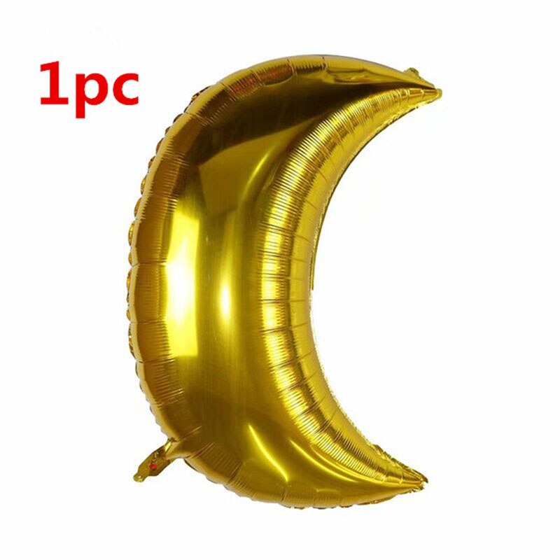 5pcs 18inch Round Eid Mubarak Foil Balloons Mubarak Decorations Star Moon Helium balloon Ramadan Kareem Eid Al-Fitr Supplies