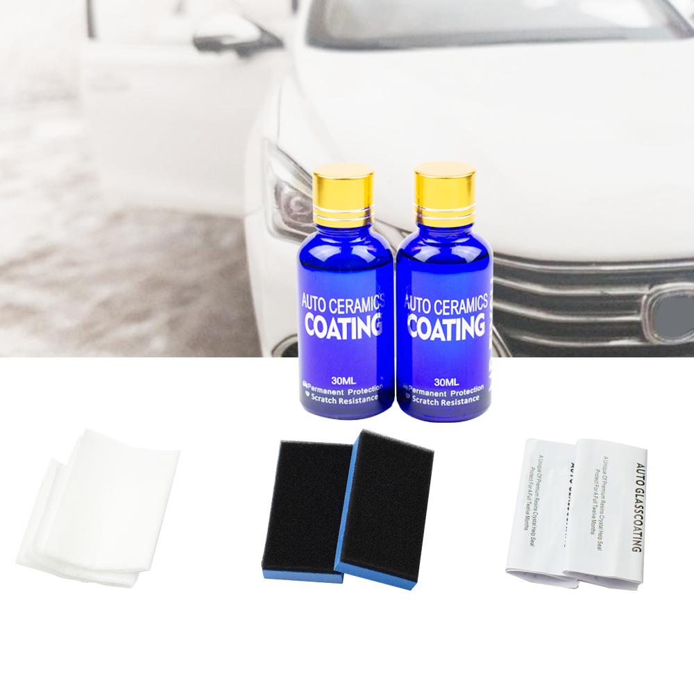 2PCS 9H Car Liquid Ceramic Coat Super Hydrophobic Glass Coating Set Polysiloxane and Nano Materials Car Polish
