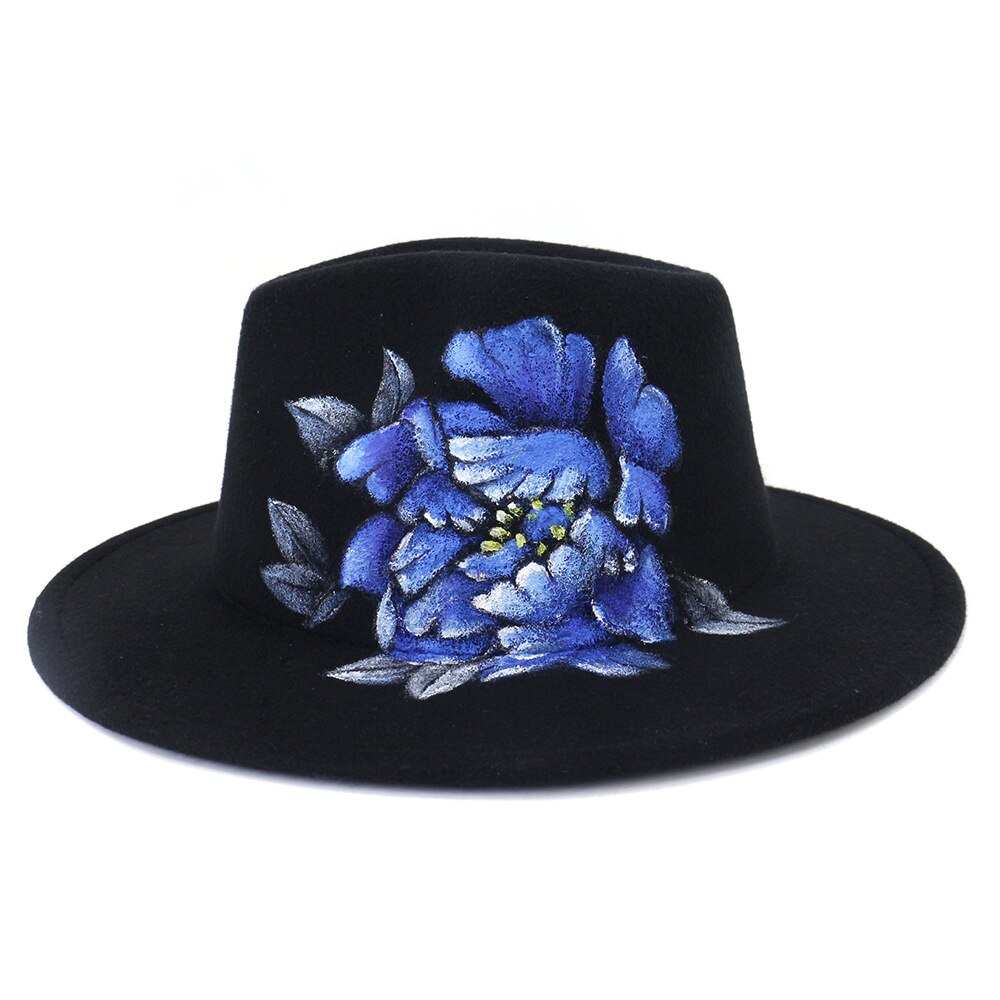 Vrouwen Brede Rand Herfst Fedora Hoed Vilten Hoeden Vintage Afdrukken Kerk Winter Vrouwen Hoeden MZ14: 12