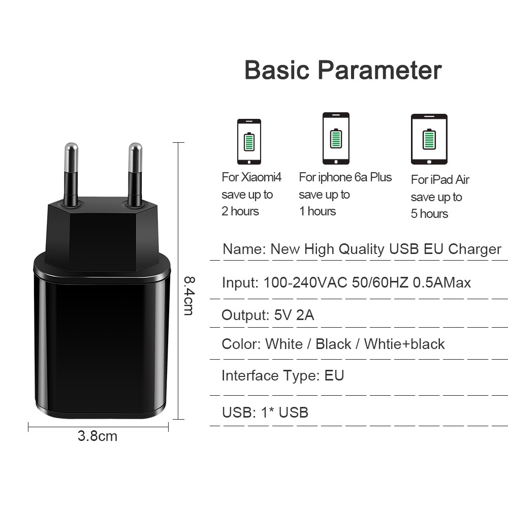 OLAF – chargeur USB 5V 2a rapide, adaptateur mural ue pour téléphone portable, compatible avec iPhone X 8 7 iPad Samsung S9 Xiaomi Mi6 Mi5