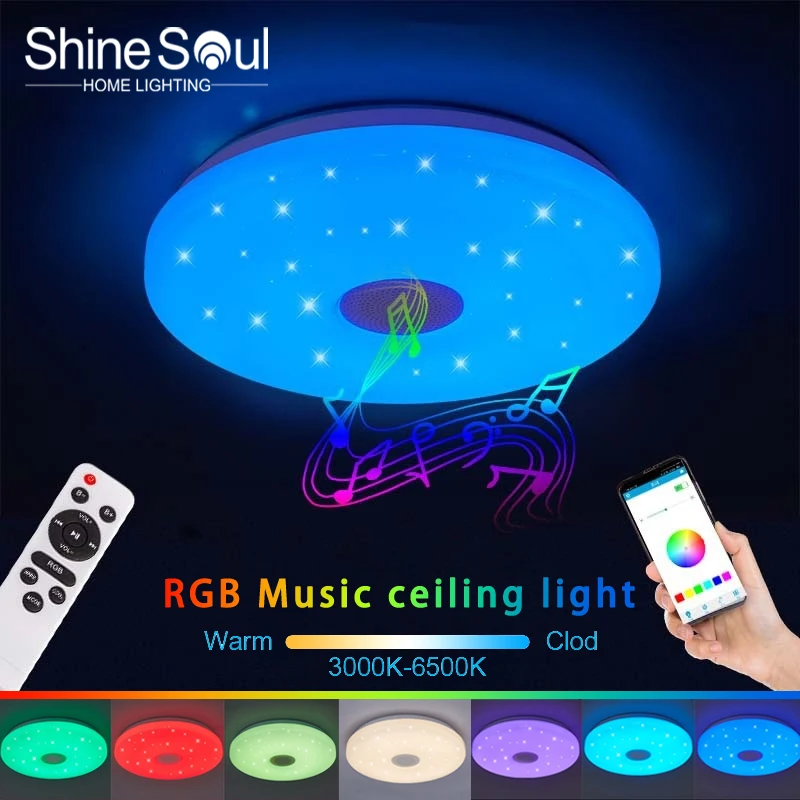 RGB 36W LED-plafondlampen APP Bluetooth Muzieklicht Afstandsbediening Op afstand dimbaar 110-245V Slaapkamer Binnendecoratie Thuislicht