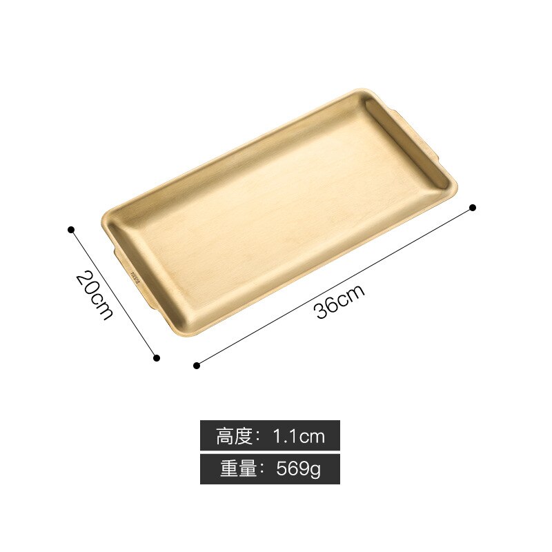 304 Stainless Steel Storage Tray Space Saving Dinner Plate Rectangular Multifunctional Tea Tray Gold Flat Bottom BBQ Tableware