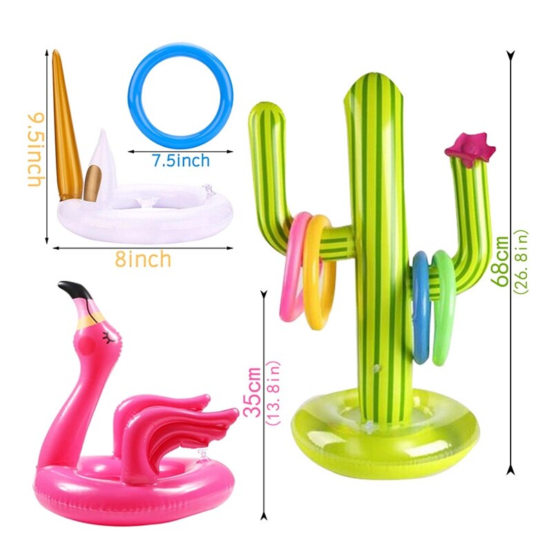 Cactus inflable de verano, juego de lanzamiento de anillo, juego de lanzamiento inflable, suministros de juguetes para fiestas, juegos de interior al aire libre para niños y adultos