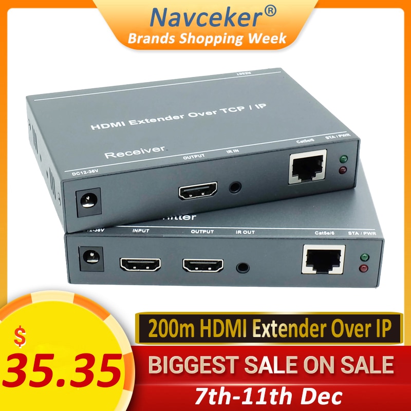 ZY-DT209 RJ45 HDMI Extender IP Over UTP/STP CAT5 CAT5e CAT6 Extensor HDMI With IR LAN Network 200m HDMI Extender Ethernet