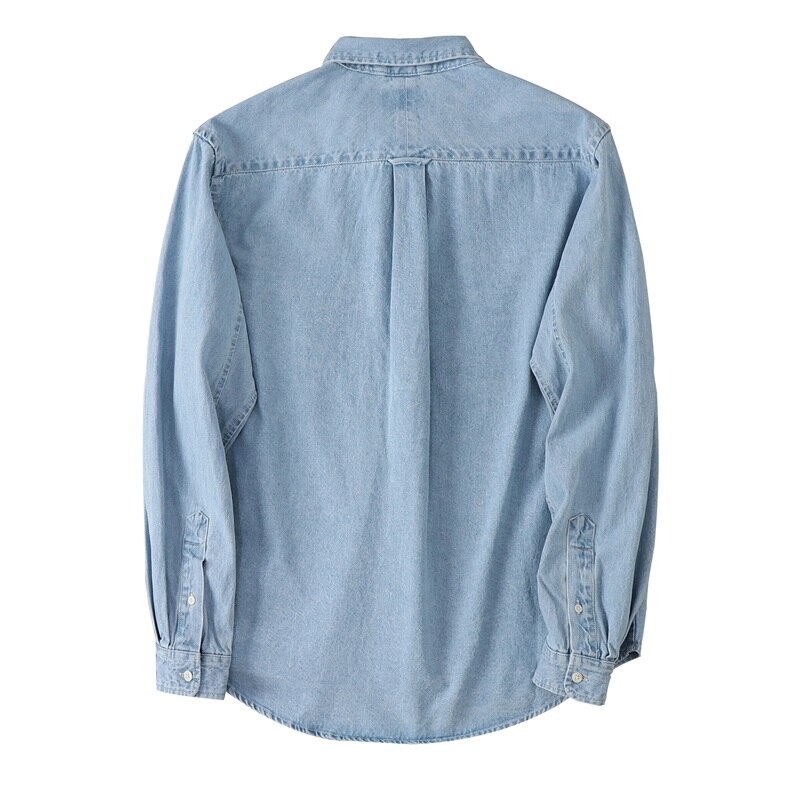 Oversized Korean Plain Blue Long Sleeve Unisex Denim Jean Jacket for Men