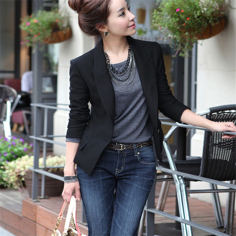 Trendy pak jassen voor vrouwen revers casual blazer lange mouw effen