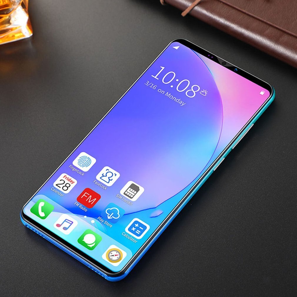 Dual-Ader P40 Profi Smartphone 5 Zoll Bildschirm Smartphone 512M + 4G Android Smartphone 3D Glas Vergoldet zurück Abdeckung Blau