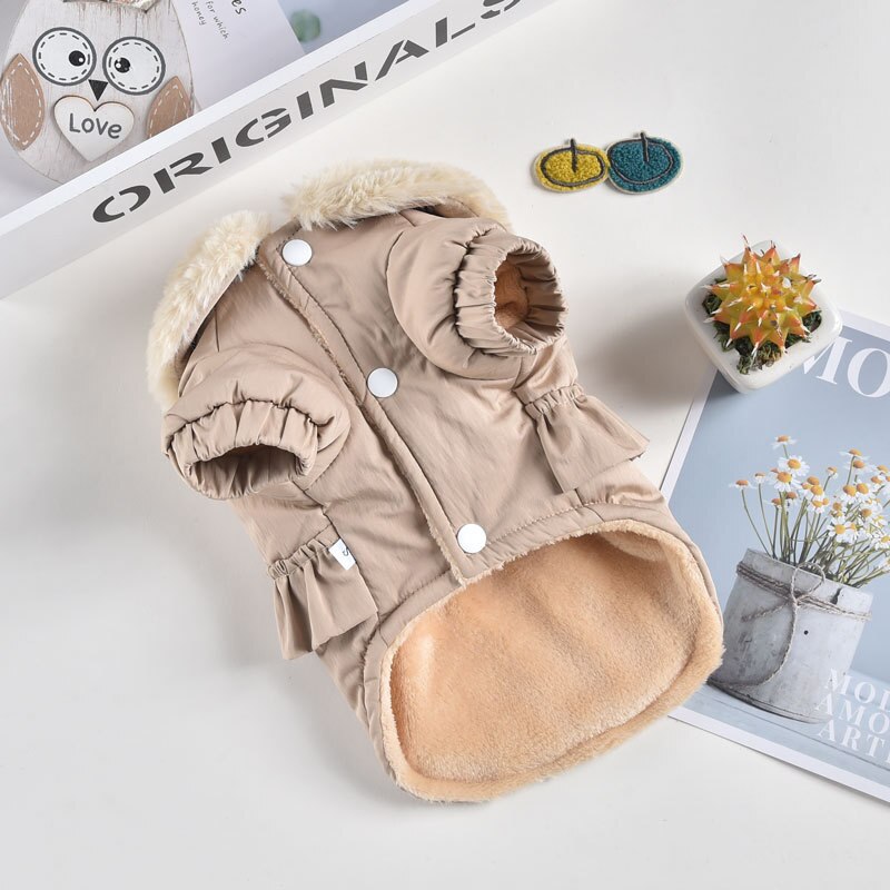 Vêtements de luxe pour animaux de compagnie, couleur rose, jaune, pour l'automne et l'hiver, ropa Para Cao, manteaux en fourrure de coton épaisse, pour animaux de compagnie