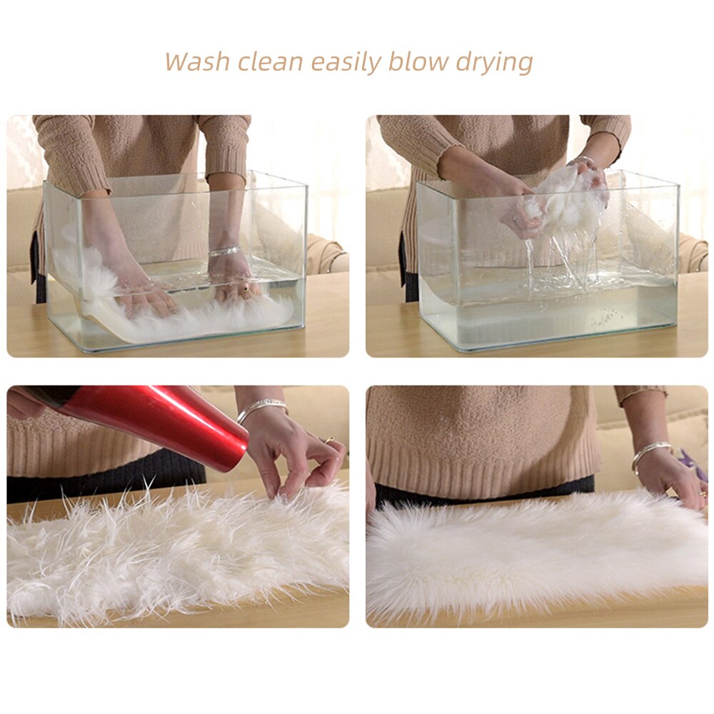 Prostokąt miękkie Faux kożuch dywaniki z futra na podłogę robić sypialni kudłaty jedwabisty pluszowy dywan biały dywan ze sztucznego futra nocna koc