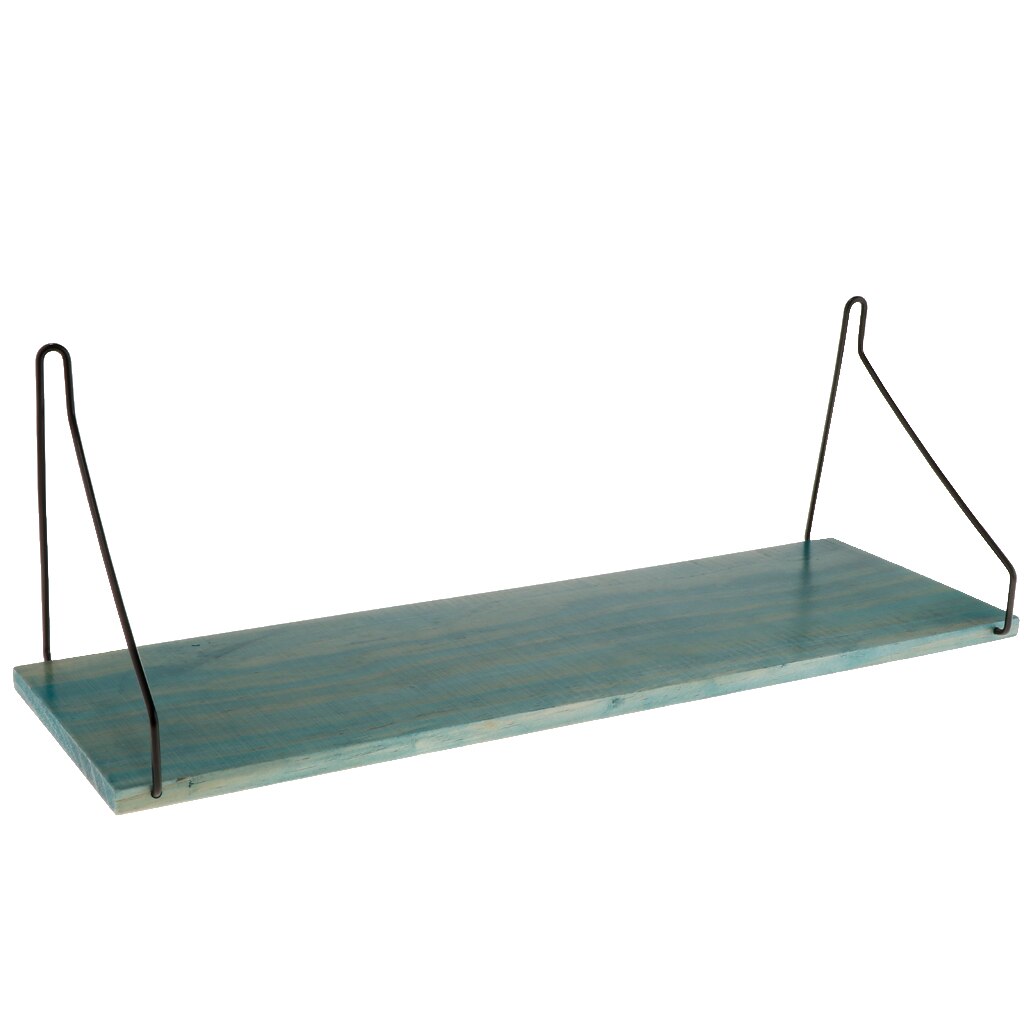 Prateleiras flutuantes para parede, prateleira rústica para armazenamento de metal, decoração da casa, azul/branco: Blue L