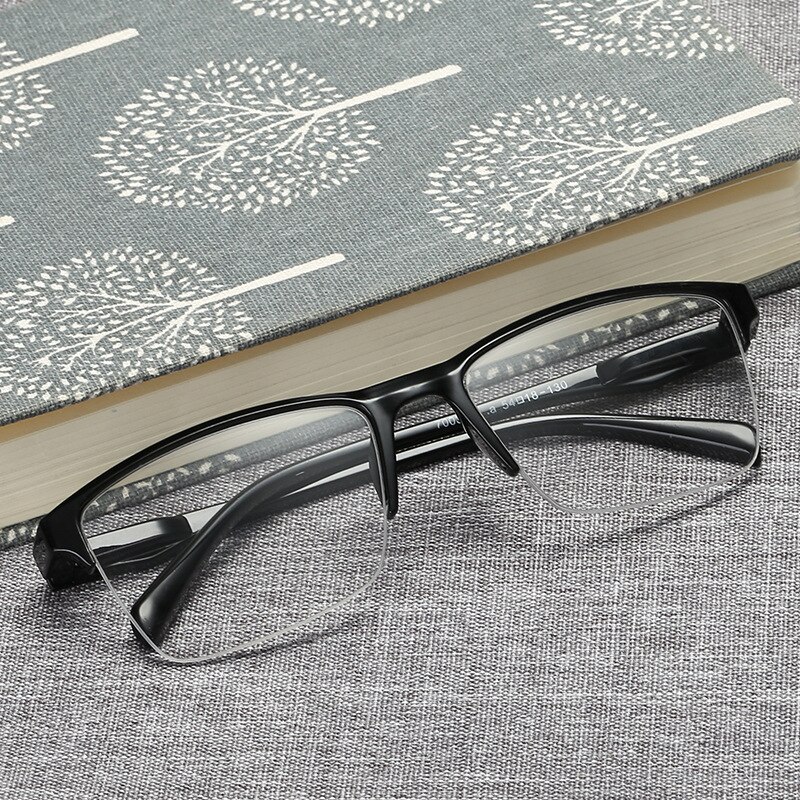 Half Frame Reading Glasses Men Women Ultralight Presbyopic Glasses Black Square Eyewear Far Sight Glasses +25 To +400