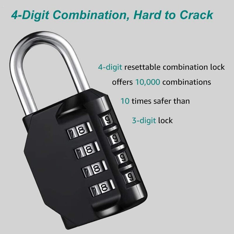 3 PCS Combination Padlock cut resistance Lock Waterproof 4-Digit Combination Lock for Door School, Gym, Outdoor Shed Locker