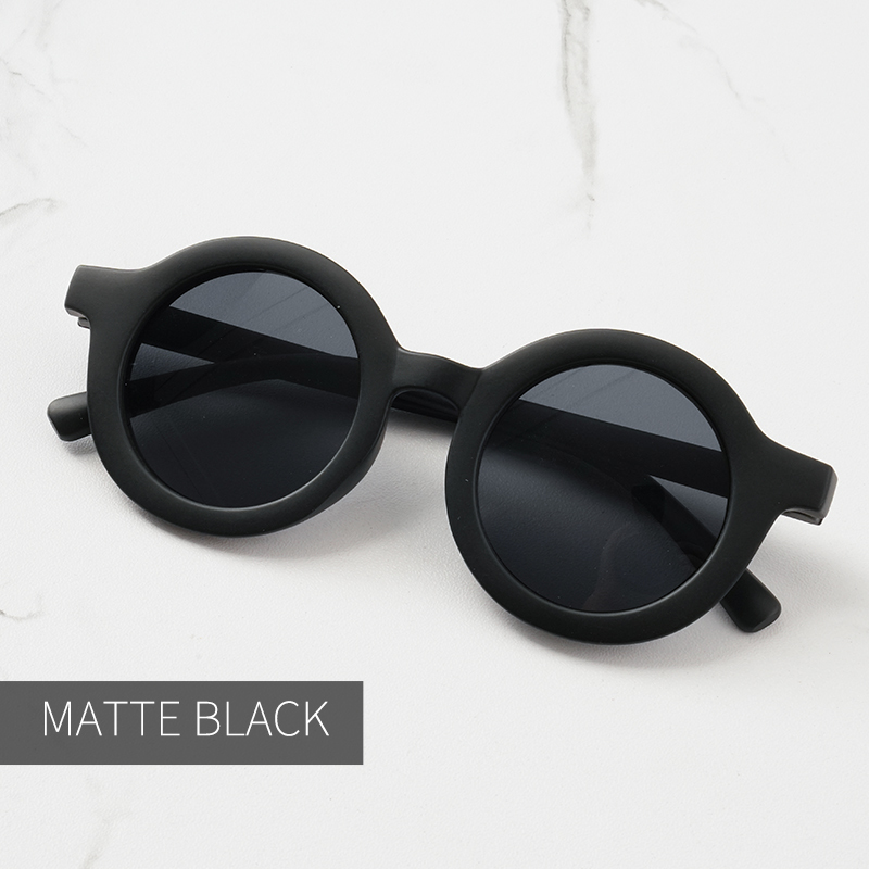 Baby sunglasses matte children's sunglasses trendy round frame retro mocha colored glasses anti purple line: Red