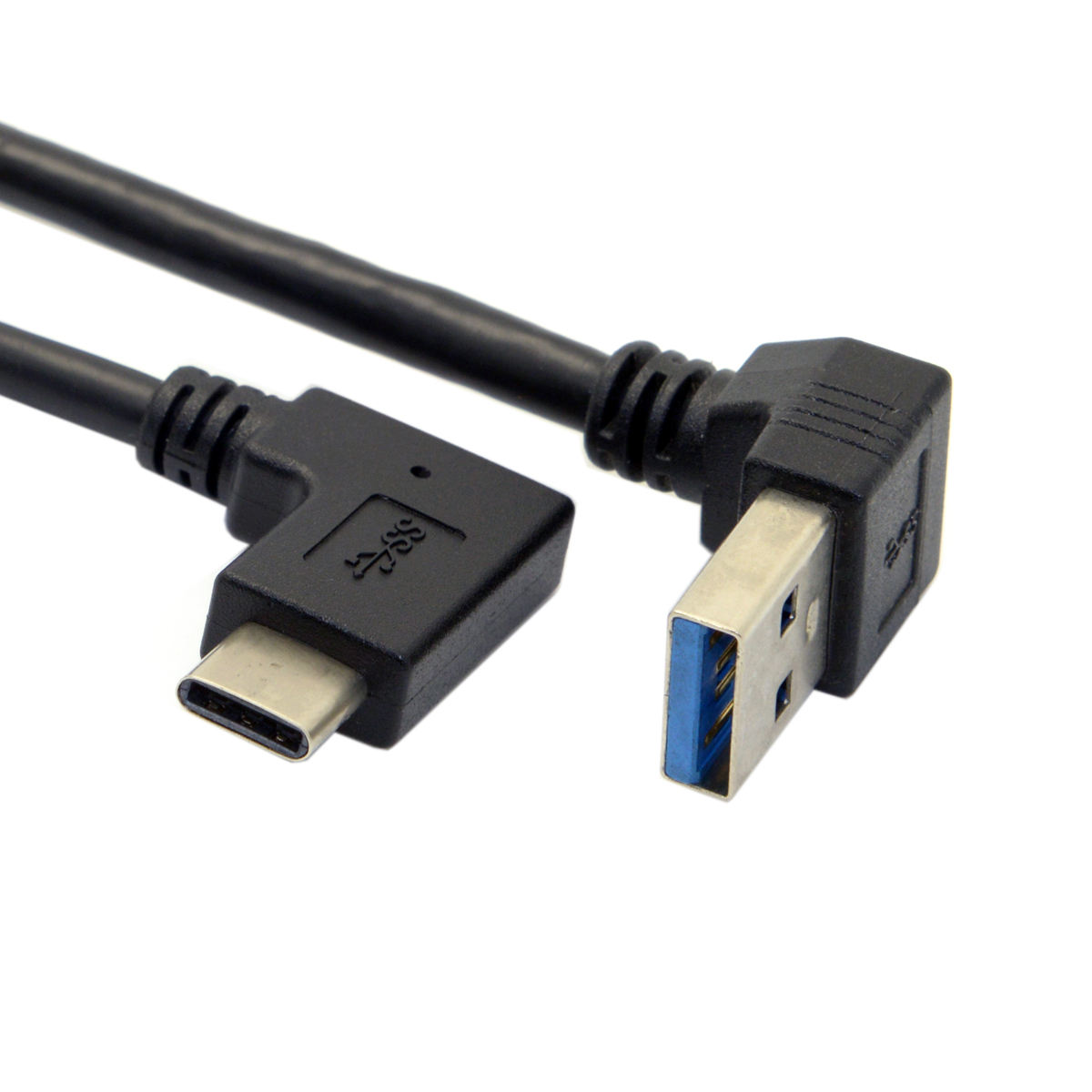 Cablecc 30cm vändbar usb 3.1 typ c usb-c vinklad till nedvinklad 90 grader en handatakabel för laptop &amp; surfplatta &amp; telefon