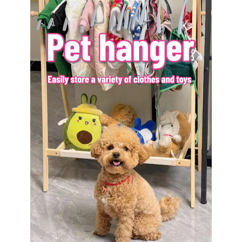 Garde-robe en bois massif pour animaux de compagnie, garde-robe pour chien, porte-manteau pour chat, petit support de rangement pour vêtements