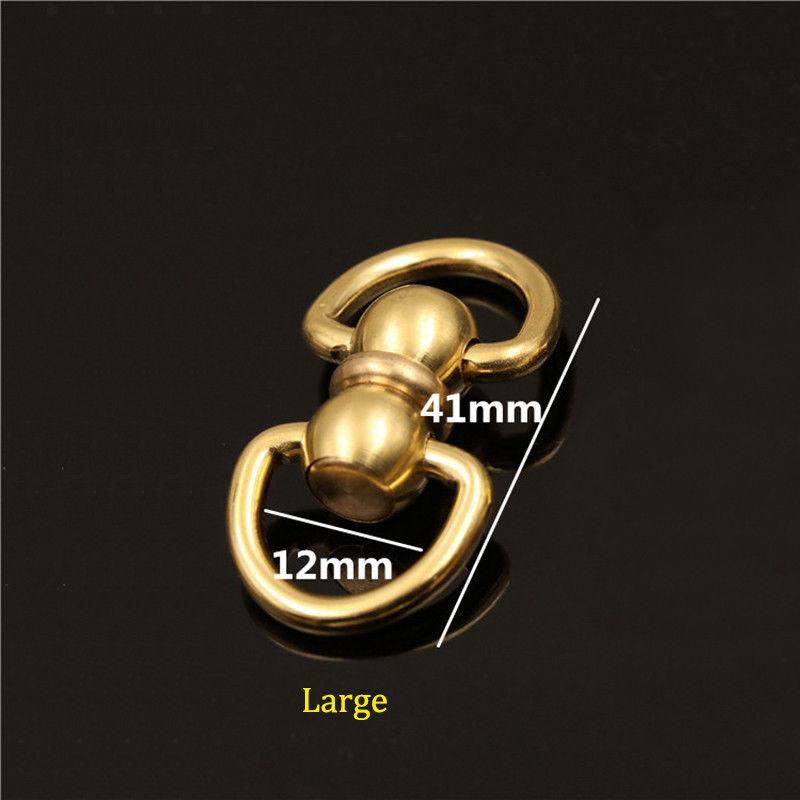 1piece Solid Brass Swivel Eye Rotating Connector Double End D ring for Keychain Key Ring Wallet Fob Clip connecting: Large