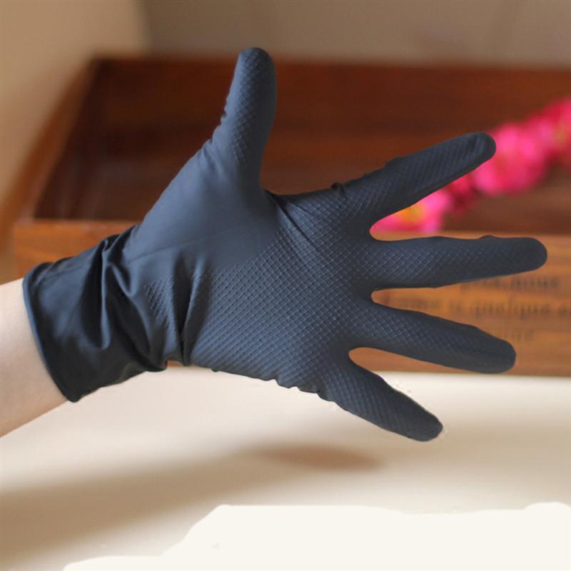 Gants de laboratoire réutilisables en Latex, 10 pièces, pour Salon de coiffure, pour coloration des cheveux, taille moyenne (noire)