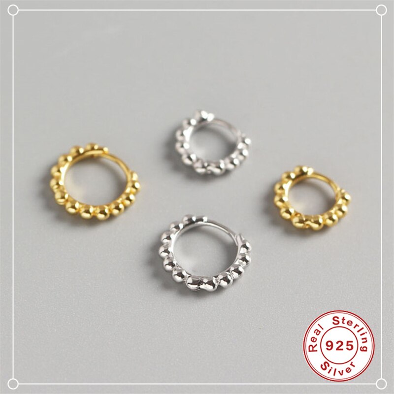 Roxi Ronde Kraal Kleine Hoepel Oorbellen Voor Vrouwen 925 Sterling Zilver Eenvoudige Cirkel Oorbellen Sieraden 7/9Mm Grootte pendientes Plata 925