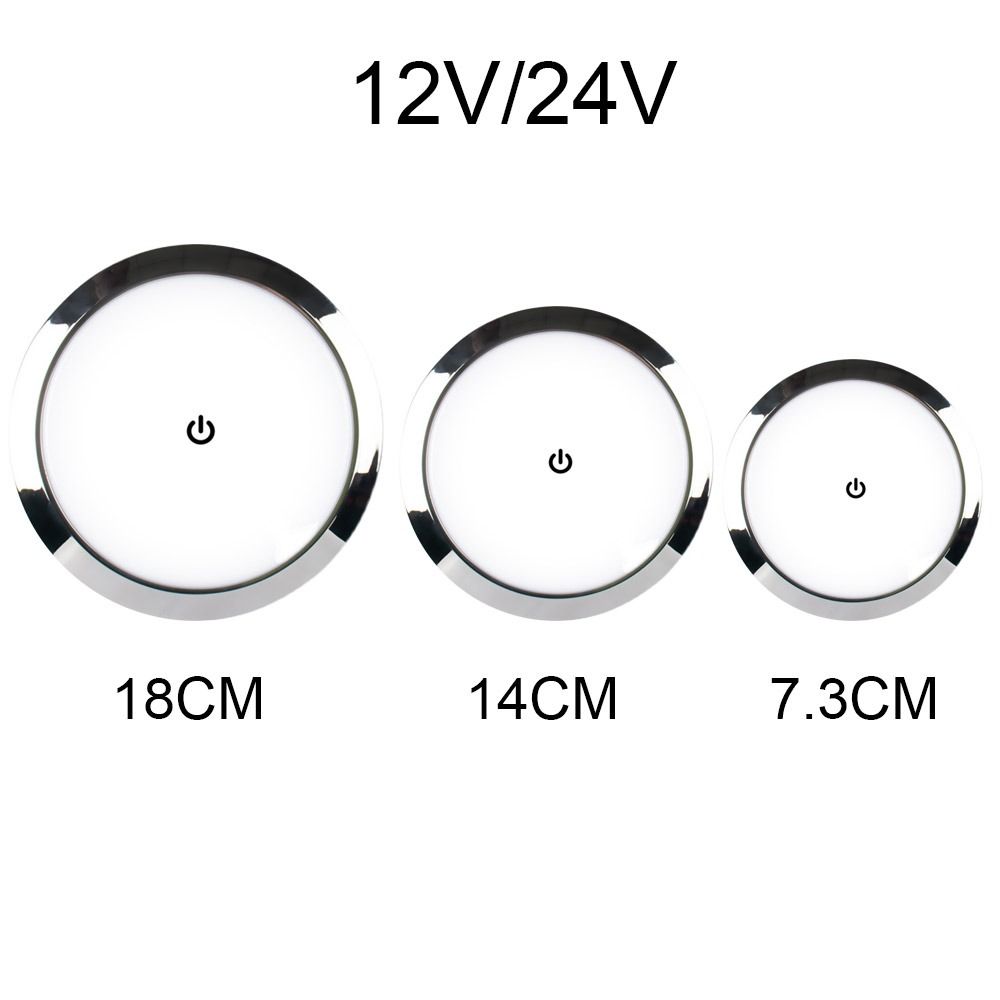 LED Touch Lamp Ultra-thin Round Dome Light 12V/24V Ceiling Lamp Reading Light RV Caravan Boat Camping Car Light Accessory