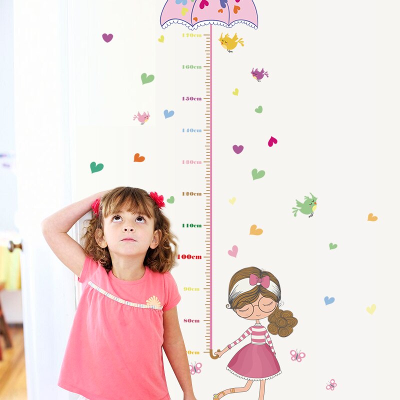 Friendly Cartoon Animals Kids Height Wall Stickers for Baby Rooms Lovely Giraffe Elephant Cats Home Decor PVC Vinyl Wall Decals: No.22