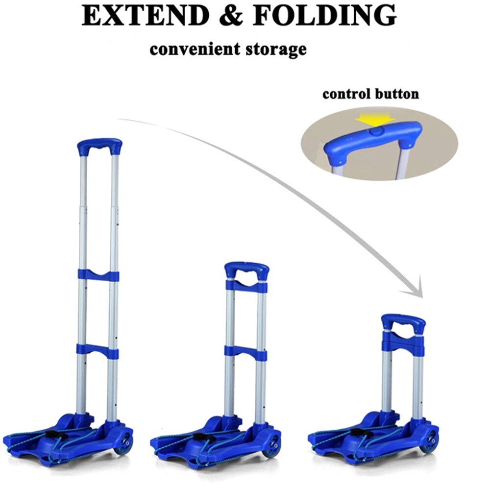 B-LIFE Folding Cart Truck Portable Fold Up Dolly Backpack Storage with Shopping Bag for Luggage Personal Travel Moving Office