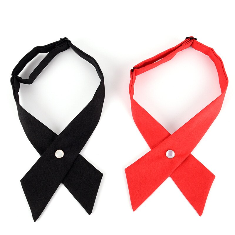 Women Cross Bow Ties Women's Bow Tie Female Girl Student Hotel Clerk Waitress Neck Wear Silk Ties 1 Pcs